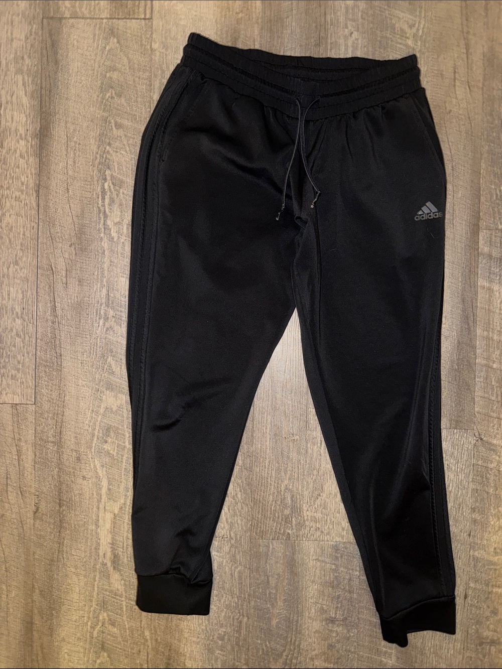 adidas Black Youth Track Joggers with Drawstring Waist